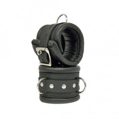 Black Leather Padded Lockable Wrist Cuffs