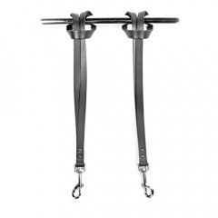 Black Leather Bondage Tethers with Clips - Pair