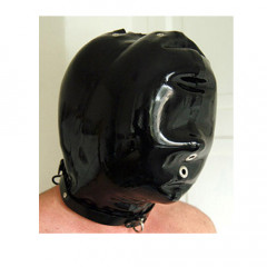 This is one amazing padded latex sensory deprivation hood. 
