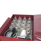 You get everything you need with this vacuum cupping set, 17 vacuum cups, a hand pump and an attractive storage case. 