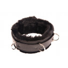 Black Fur Lined Leather Collar
