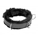 1 1/4" High Black Fur Lined Leather Restraint Collar 