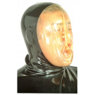 As you inhale the Latex Breather Hood collapses on your face.  