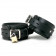 Classic Black Leather Wrist Cuffs  shown with lock
